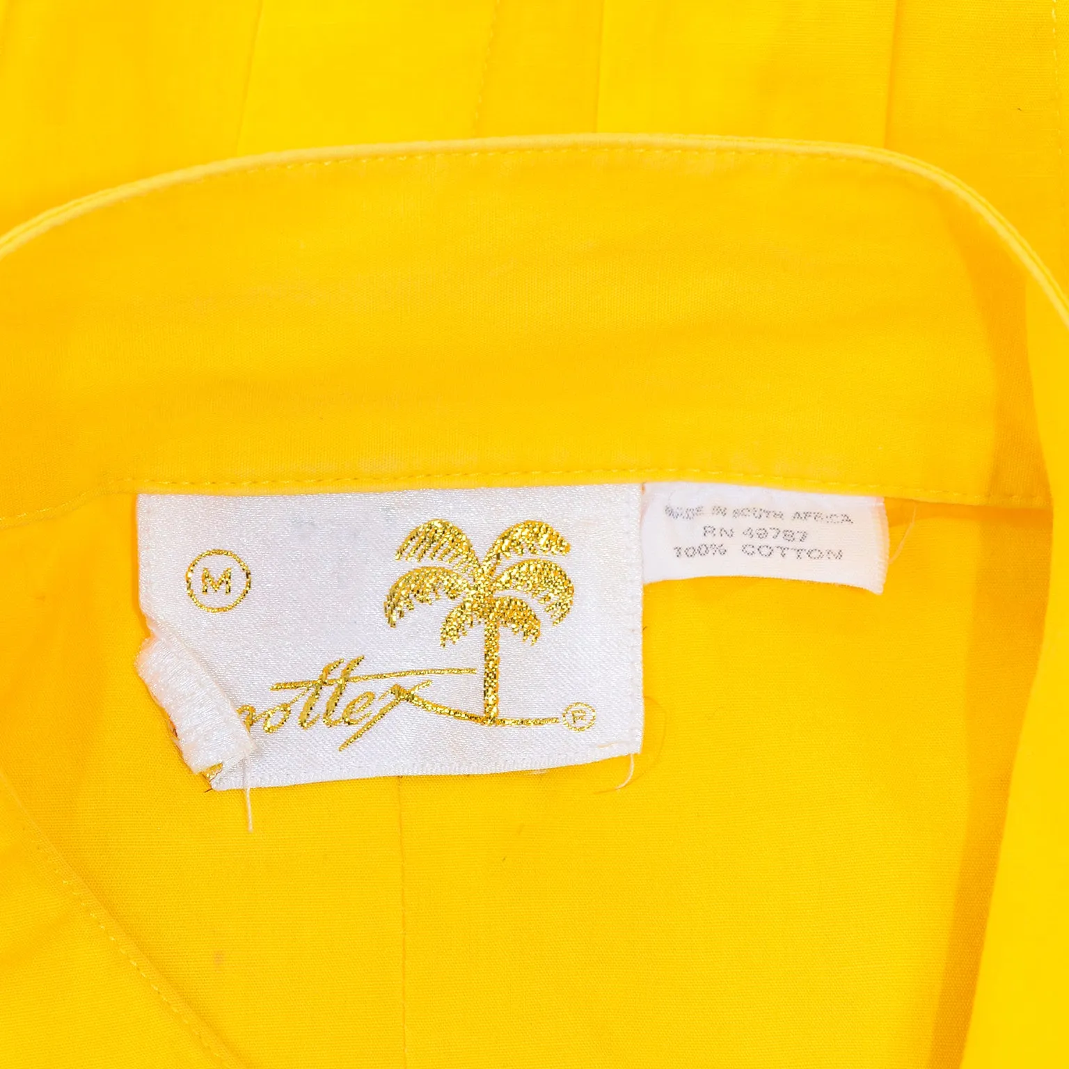 1980s Gottex Yellow Cotton Pleated Tunic or Mini Dress