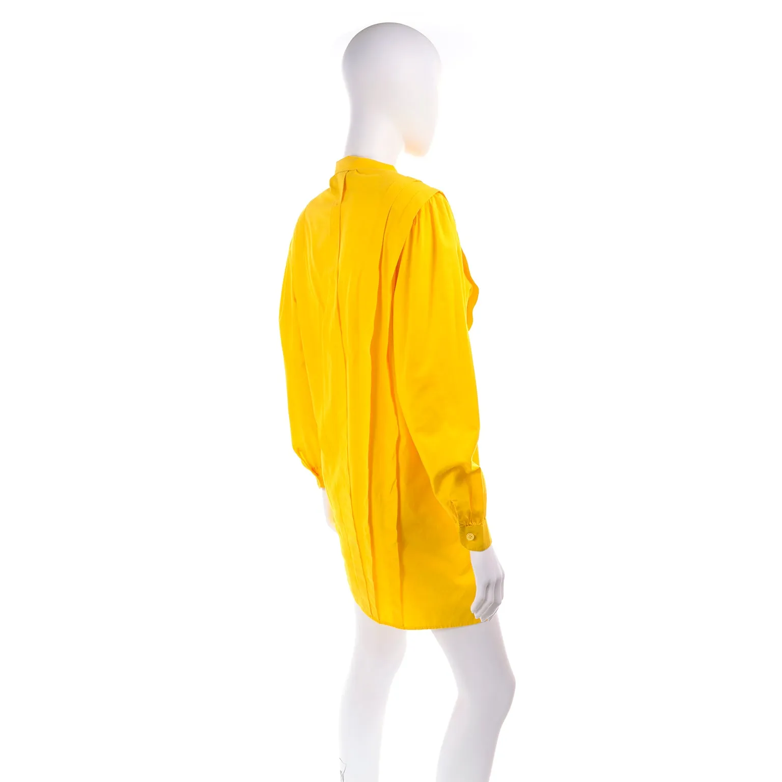 1980s Gottex Yellow Cotton Pleated Tunic or Mini Dress