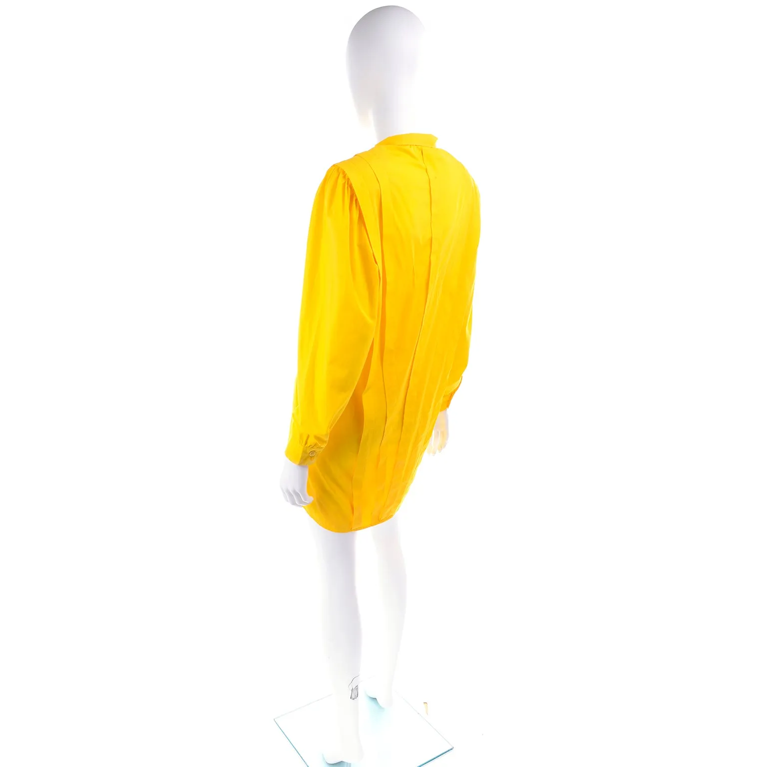 1980s Gottex Yellow Cotton Pleated Tunic or Mini Dress