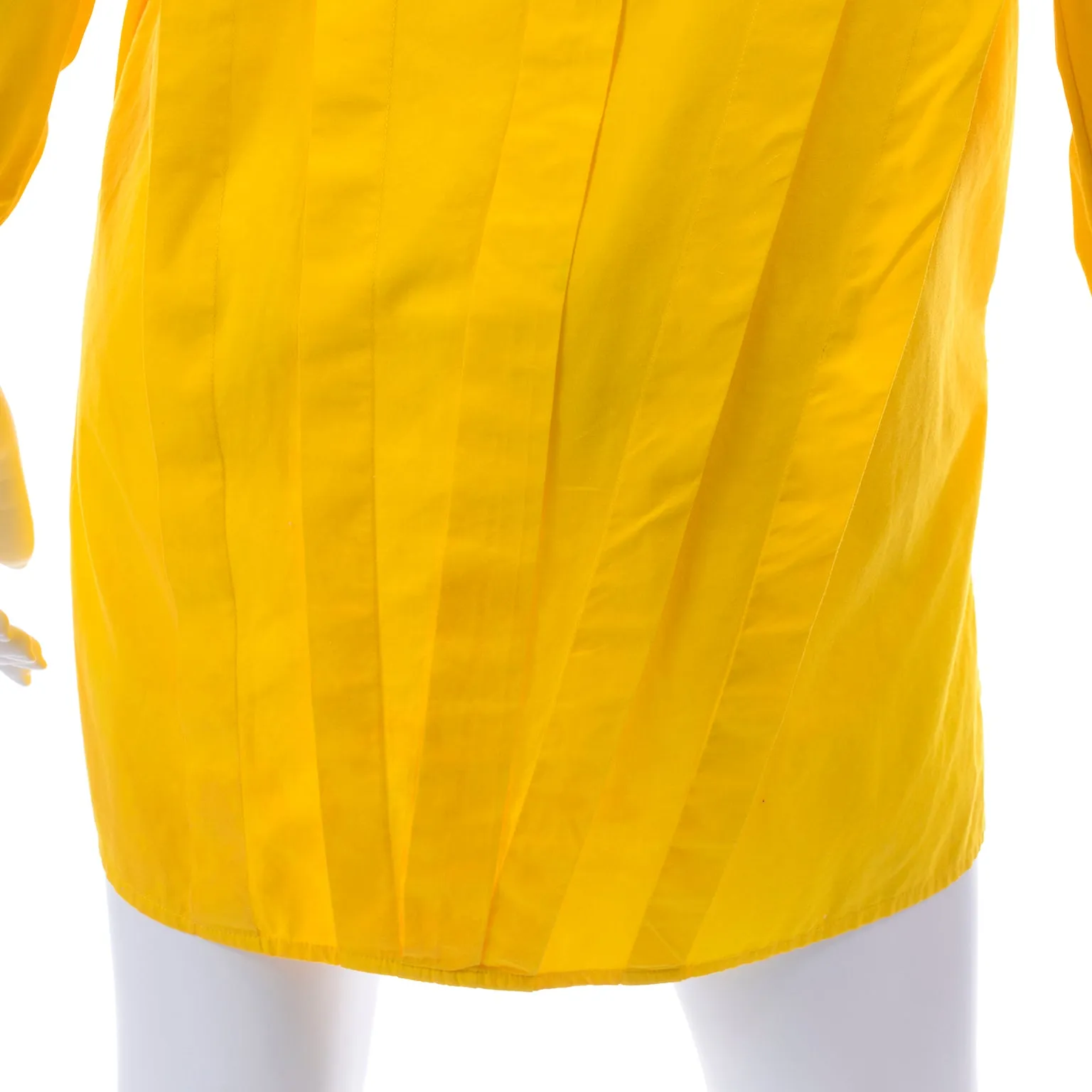 1980s Gottex Yellow Cotton Pleated Tunic or Mini Dress
