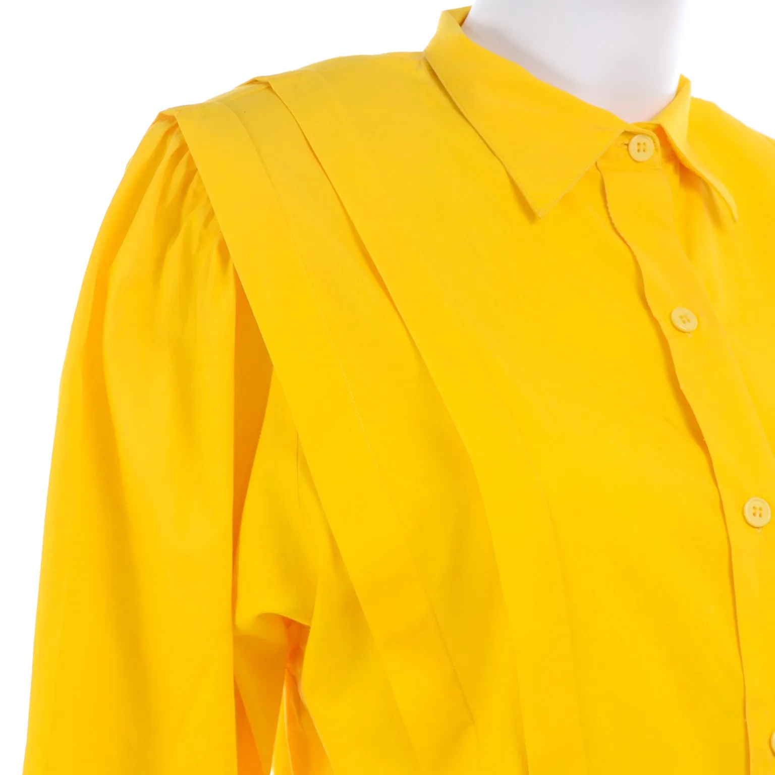 1980s Gottex Yellow Cotton Pleated Tunic or Mini Dress