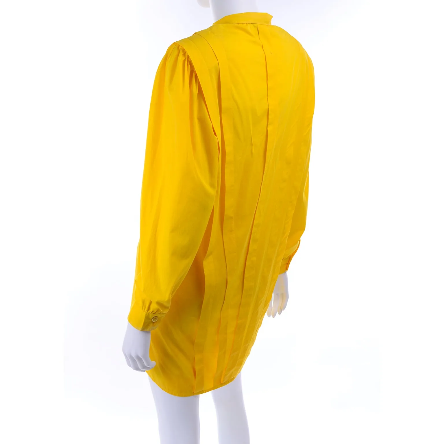 1980s Gottex Yellow Cotton Pleated Tunic or Mini Dress