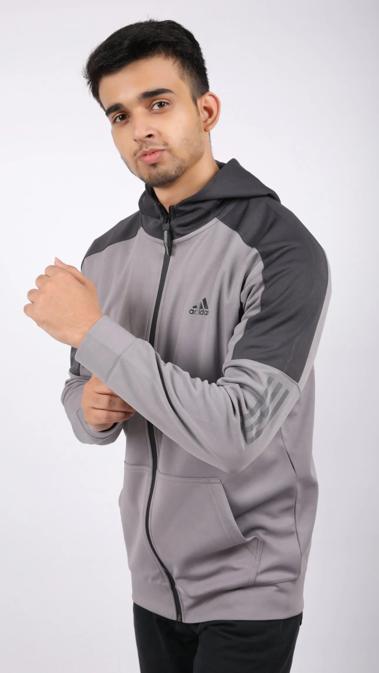 ADI Grey Black Track Jacket - Imported