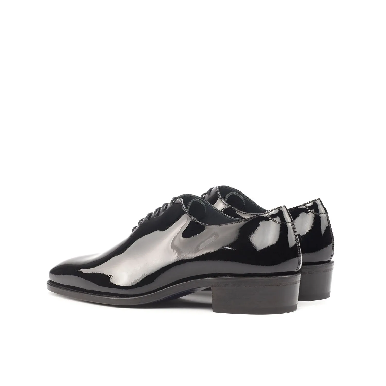 Ambrogio Bespoke Custom Men's Shoes Black Patent Leather Wholecut Formal Oxfords (AMB1871)