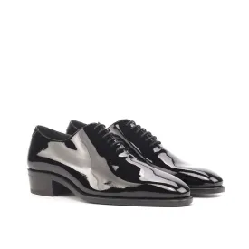 Ambrogio Bespoke Custom Men's Shoes Black Patent Leather Wholecut Formal Oxfords (AMB1871)