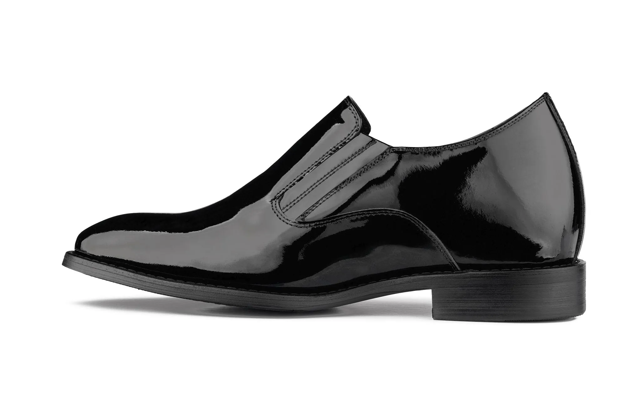 CALTO - Y7402 - 2.8 Inches Taller (Black) - Patent Leather Formal Dress Shoes