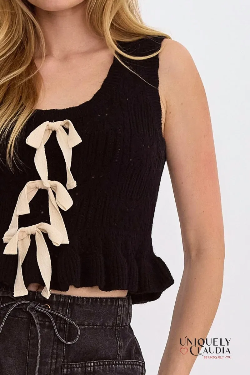 Caralee Bow Detail Sleeveless Knit Top