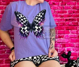 Checkered butterfly graphic tee // checkered shorts available separately