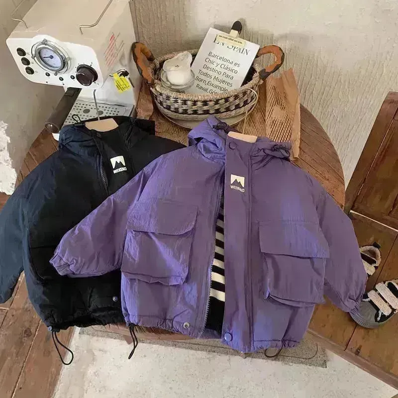 Children Fashion Personality Hoodie Padded Windproof  Winter Coat Jacket Kids