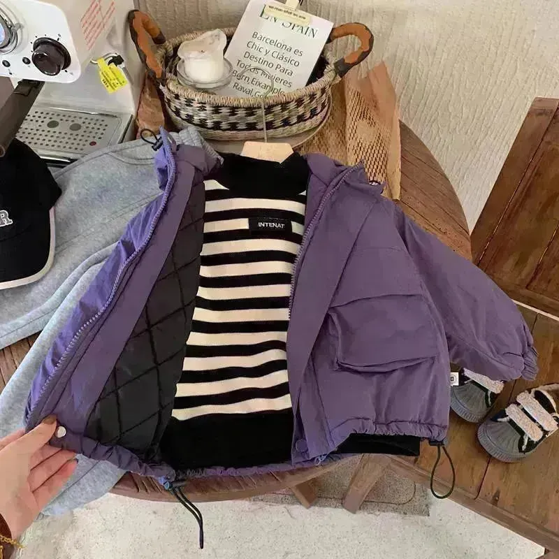 Children Fashion Personality Hoodie Padded Windproof  Winter Coat Jacket Kids