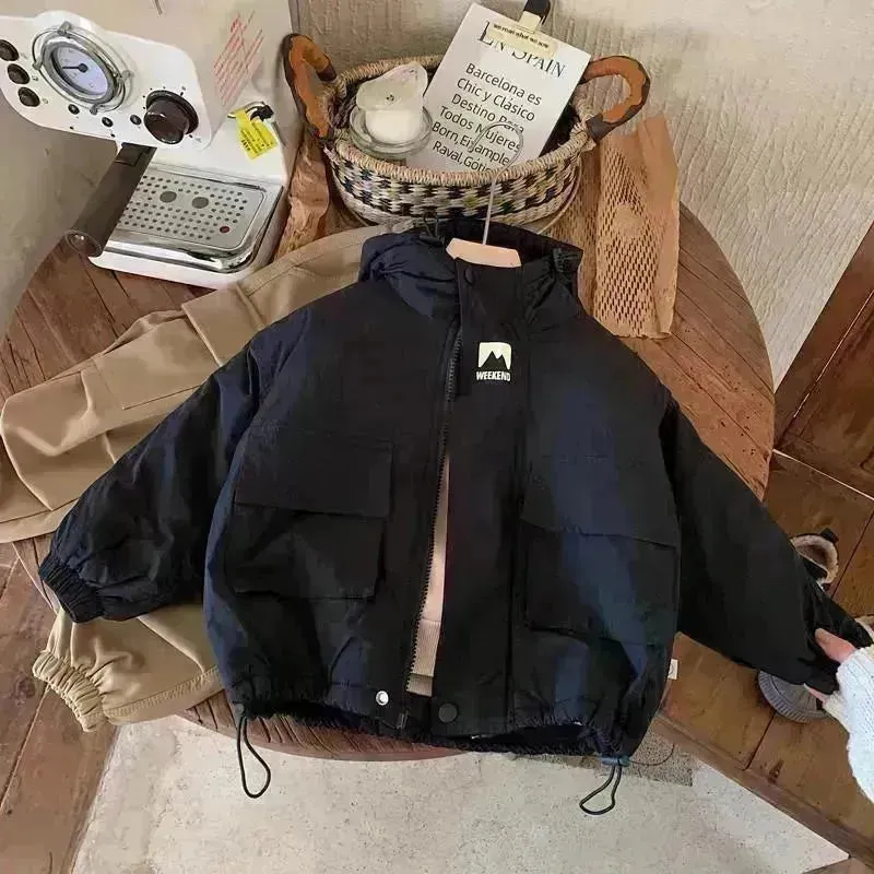 Children Fashion Personality Hoodie Padded Windproof  Winter Coat Jacket Kids