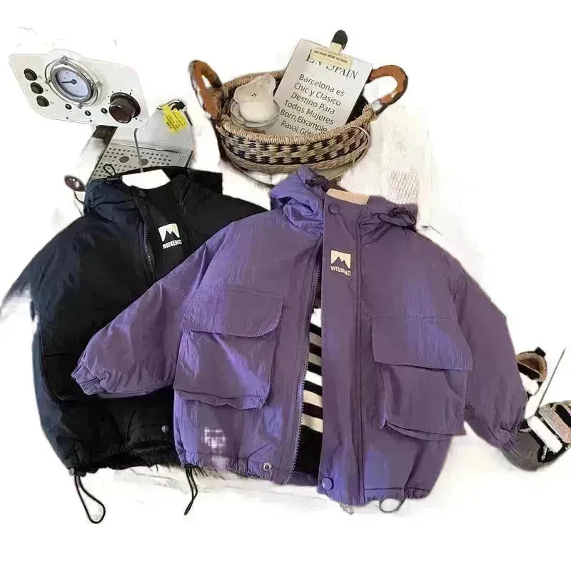 Children Fashion Personality Hoodie Padded Windproof  Winter Coat Jacket Kids
