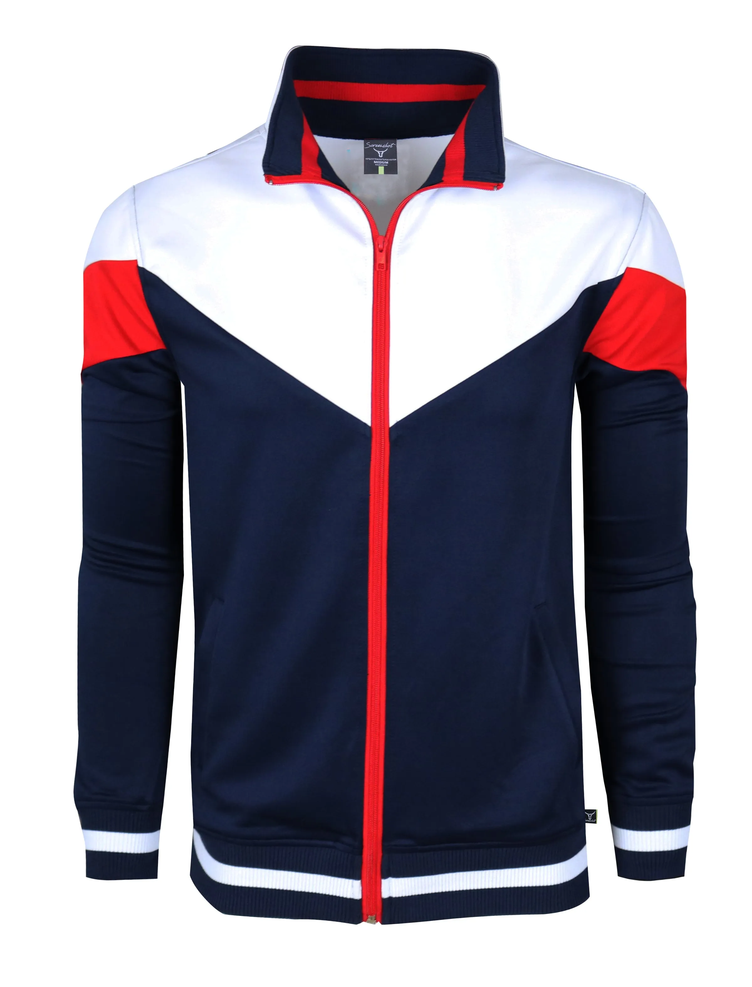 F11956-COLOR BLCOK TRACK JACKET (NAVY)