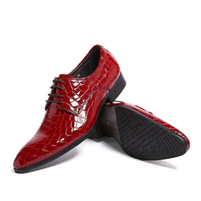 Fashion Derby Shoes Mens Dress Shoes Patent Leather Shoes