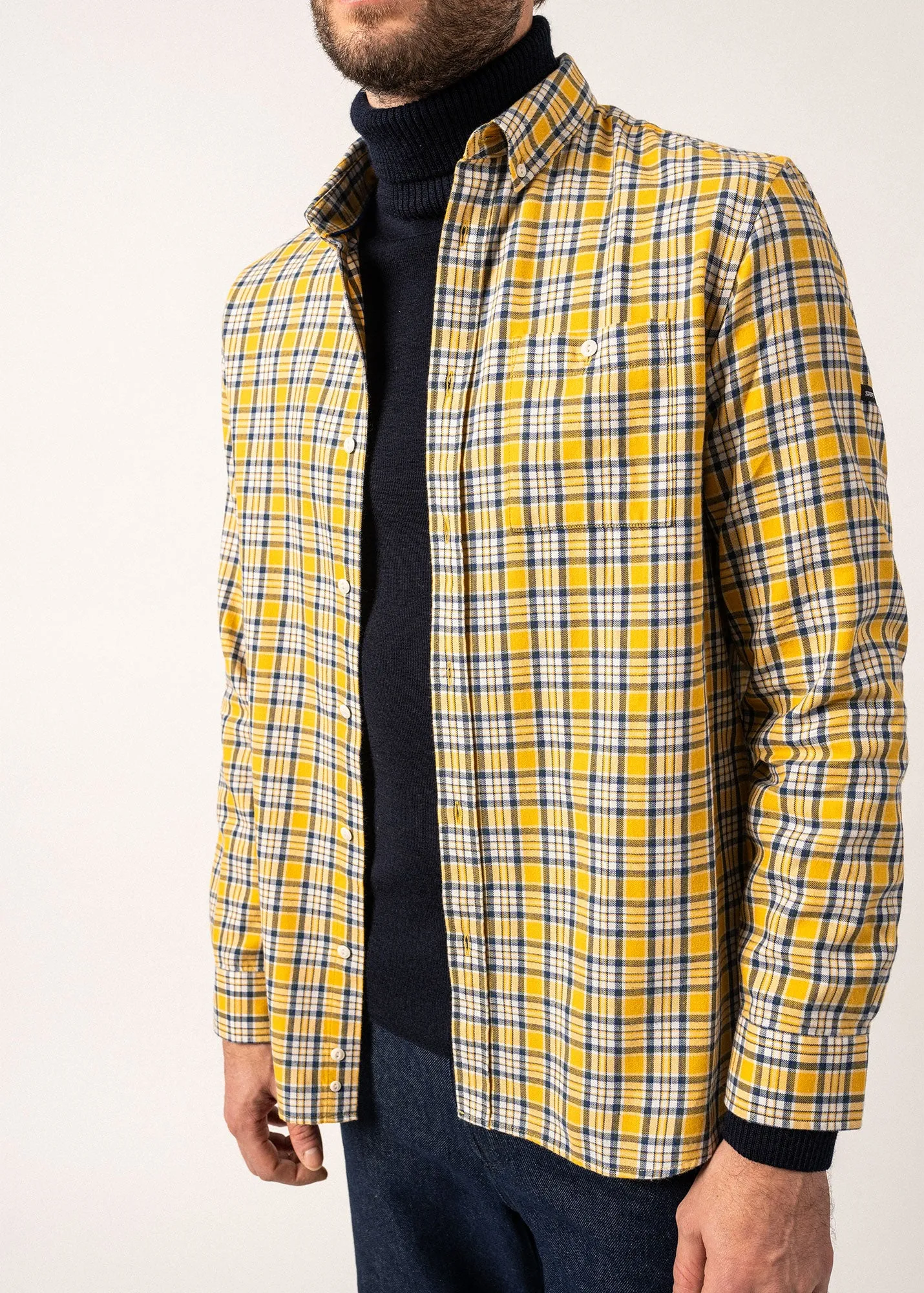 Florent Checked Shirt - in cotton flannel (AMBRE/VEGETAL)