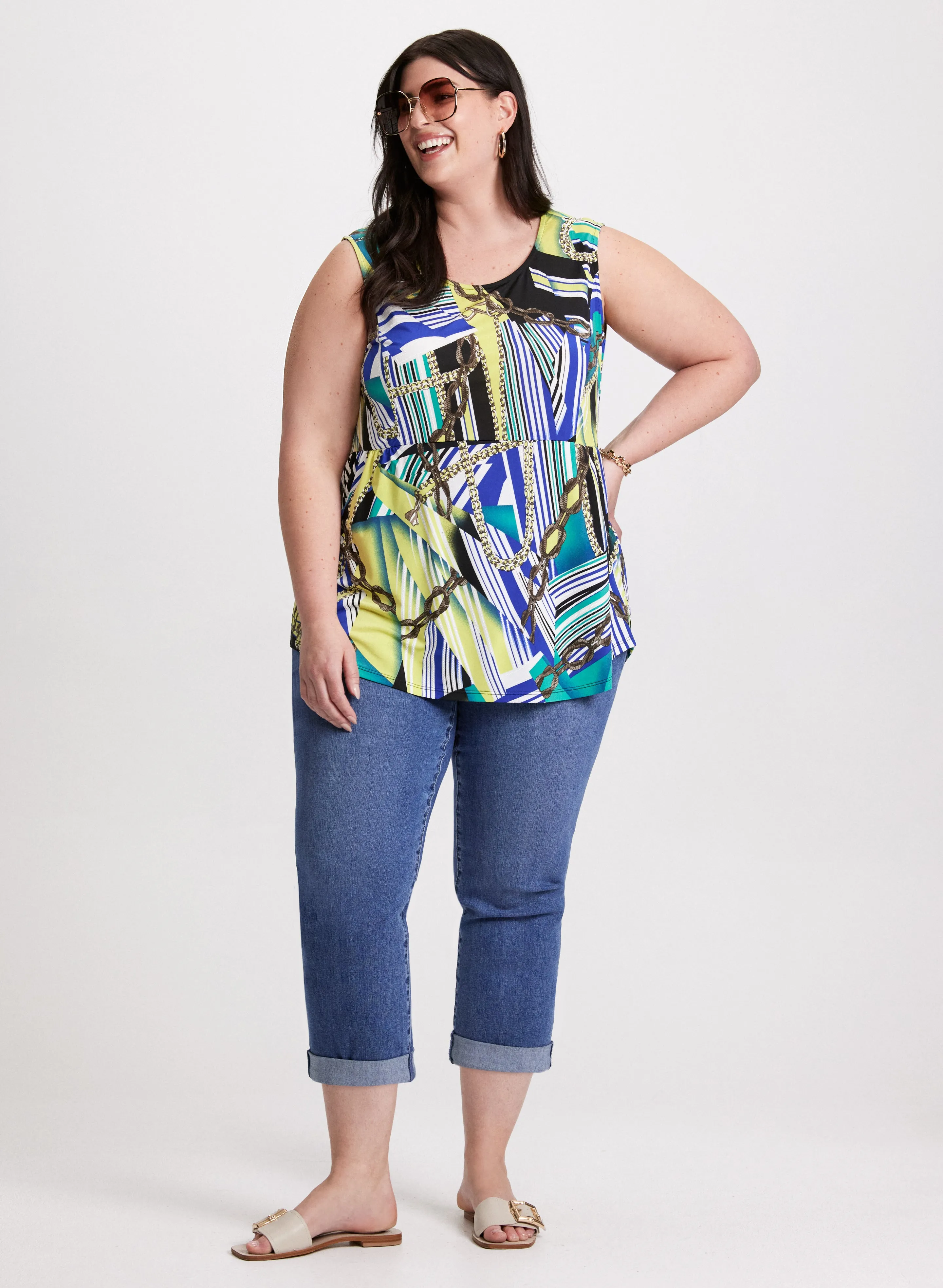 Geometric Print Sleeveless Top
