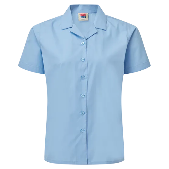 Girls Eco Short Sleeve Revere Collar School Blouses 2 Pack