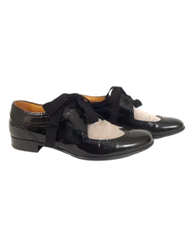 LANVIN PATENT LEATHER ROUND-TOE OXFORDS