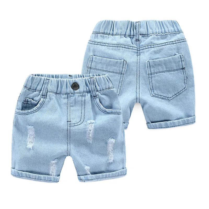 Light-Blue Ripped Denim Shorts