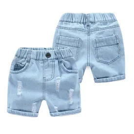 Light-Blue Ripped Denim Shorts