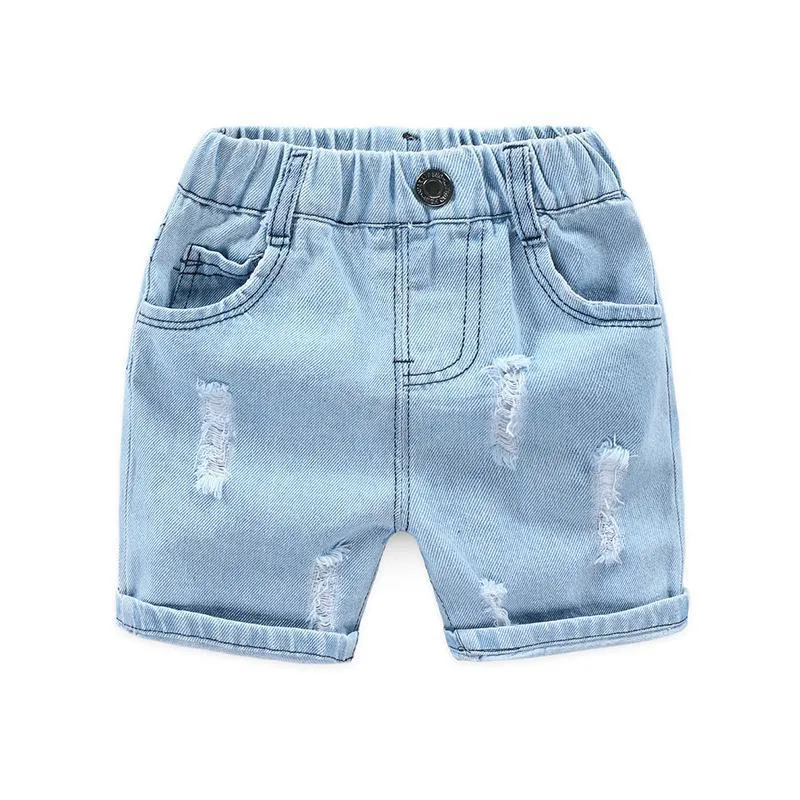 Light-Blue Ripped Denim Shorts