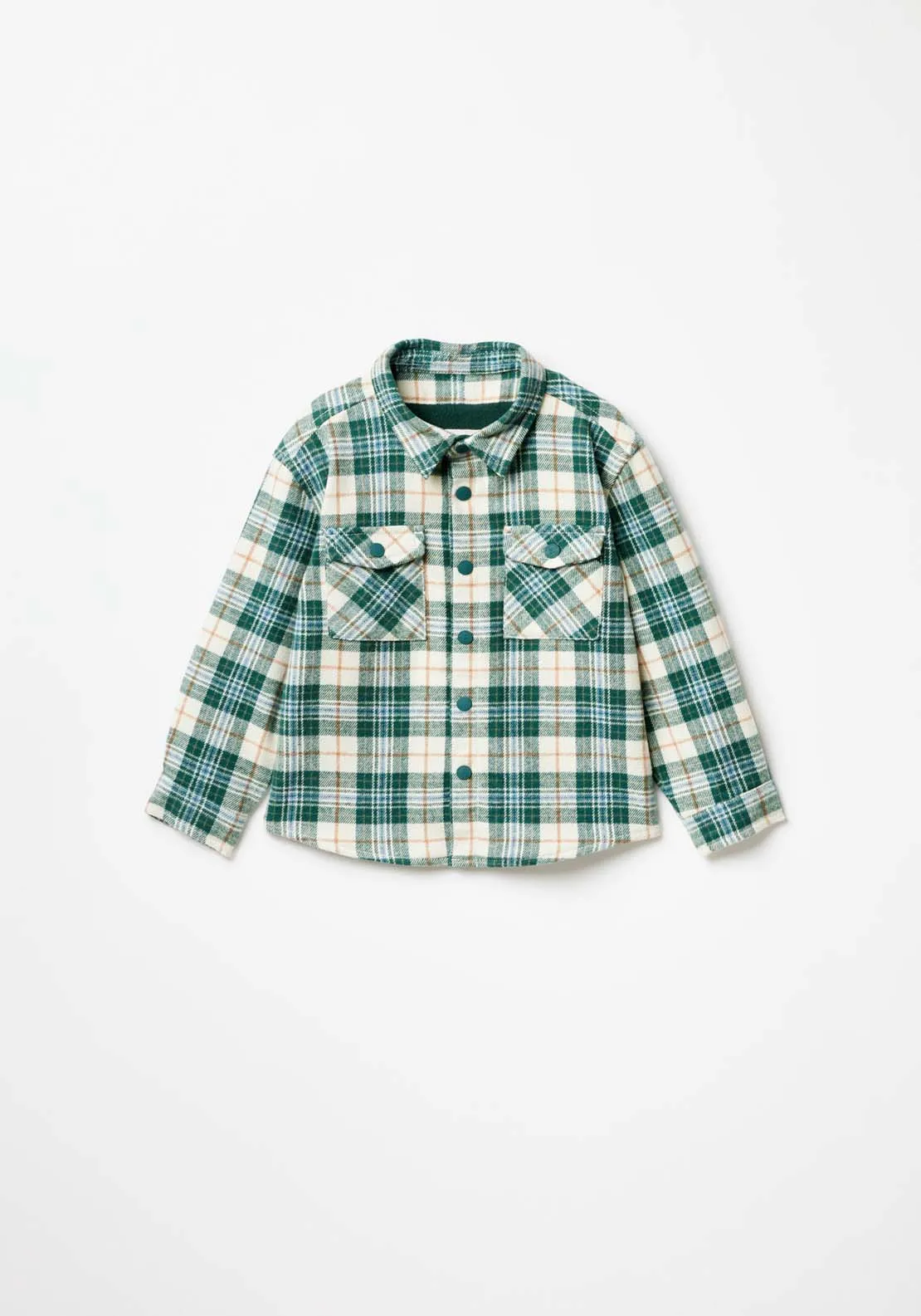 Long Sleeve Checked Shirt - Green Medium