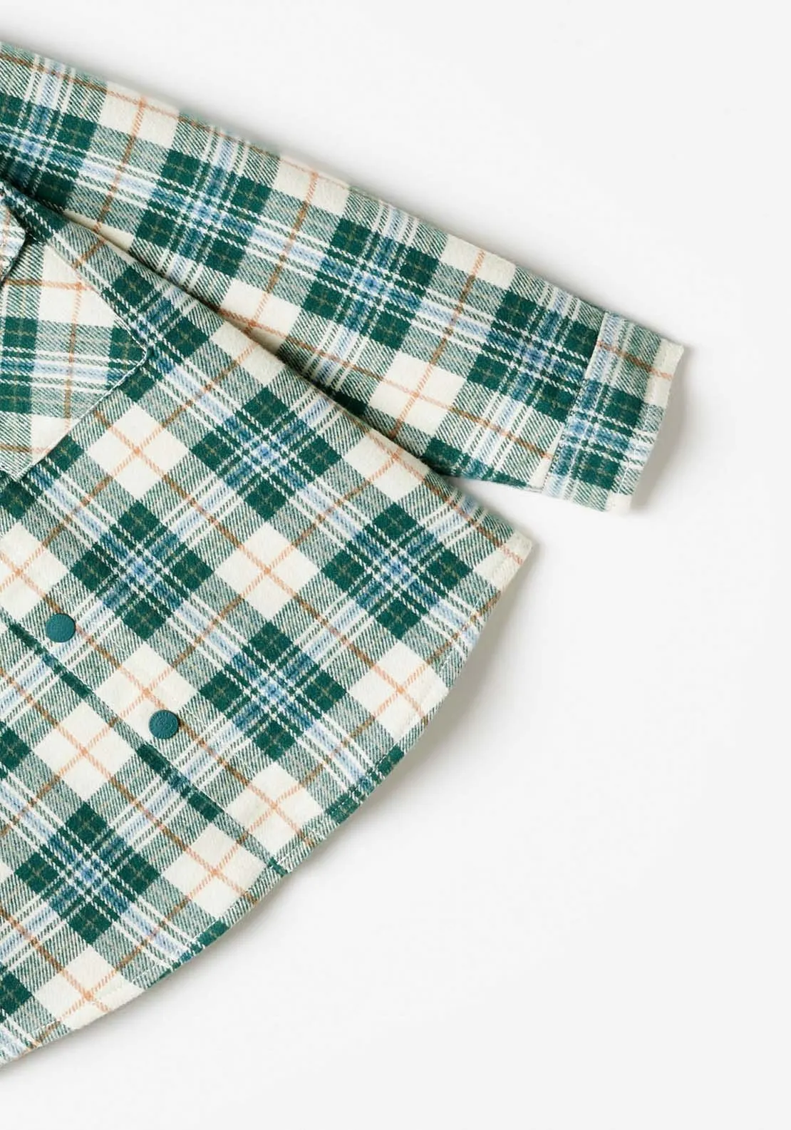 Long Sleeve Checked Shirt - Green Medium