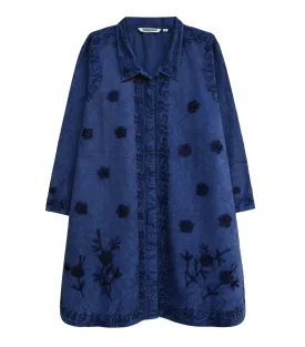 MAYA Stonewash Pure Cotton Embroidered Tunic Shirt, Top, Blouse