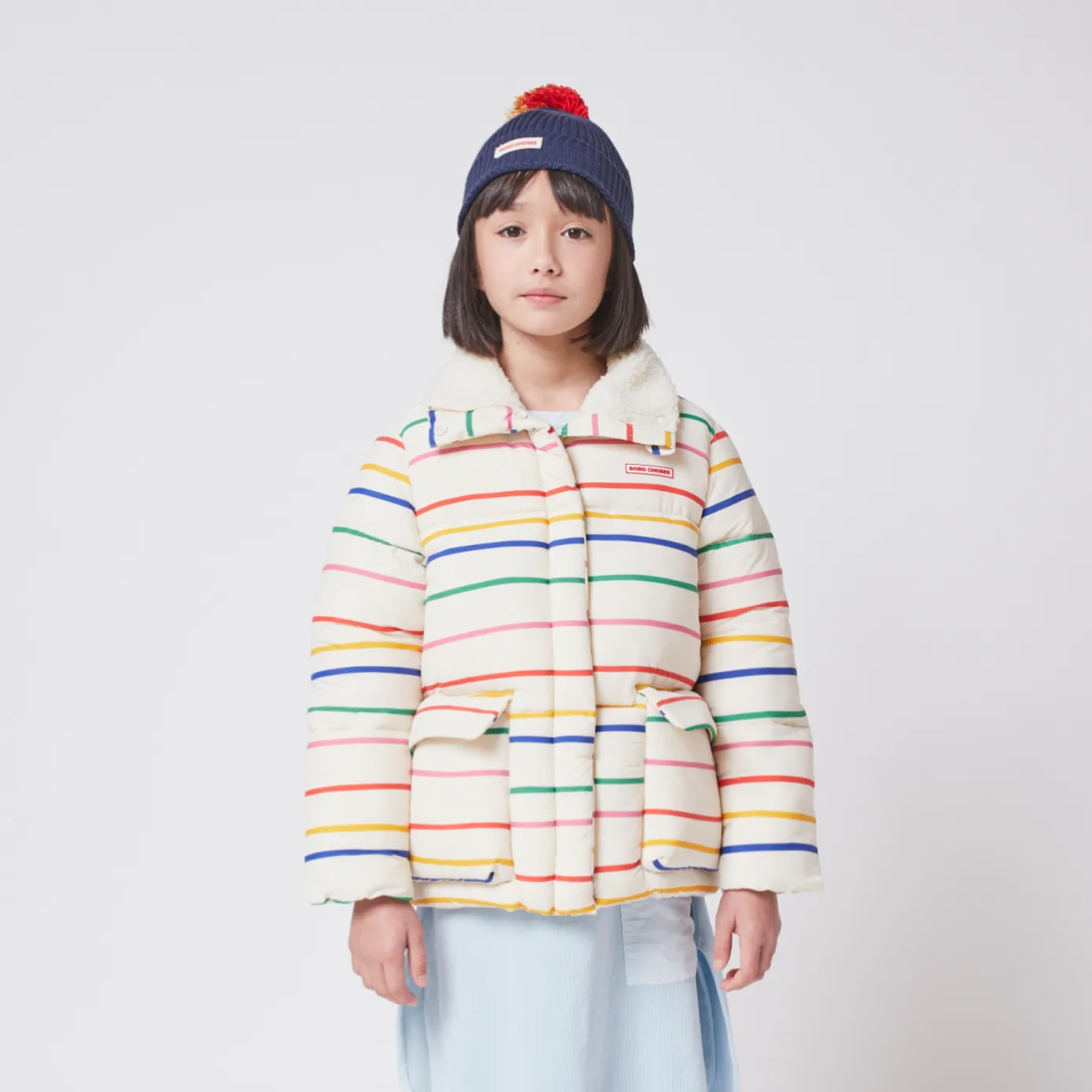 Multi Color Stripes Padded Puffer Jacket