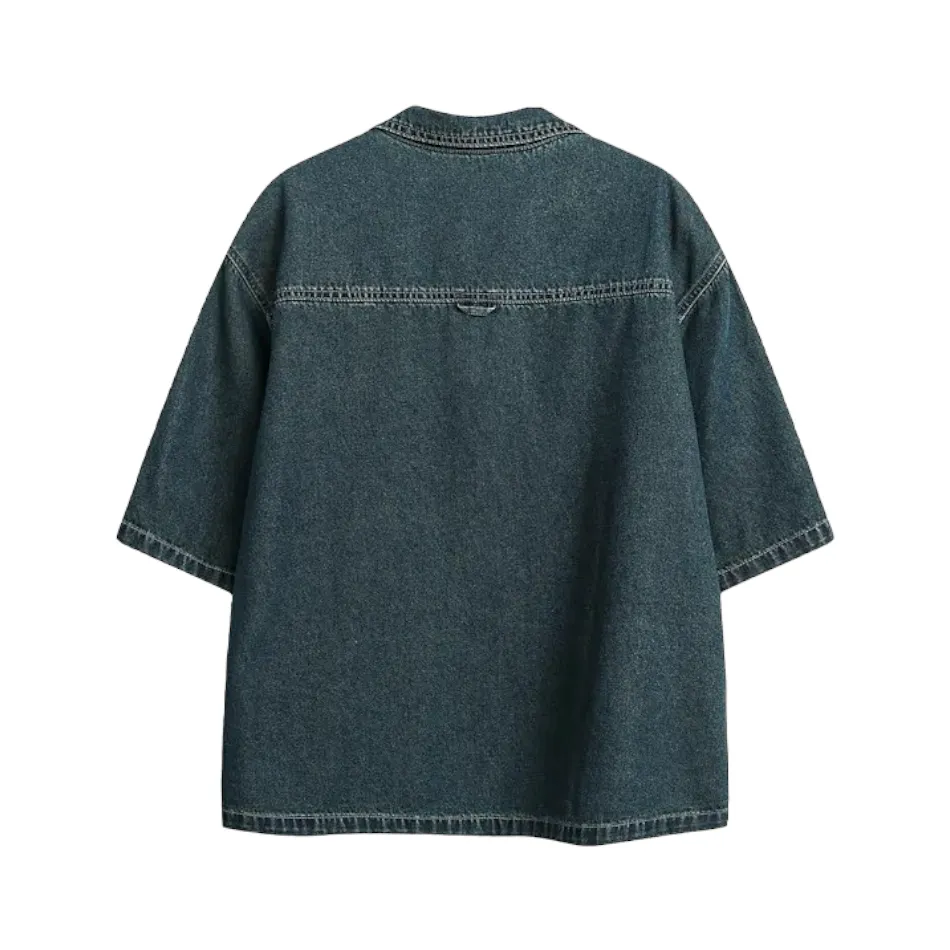 Old school oversized fit denim short sleeve shirt