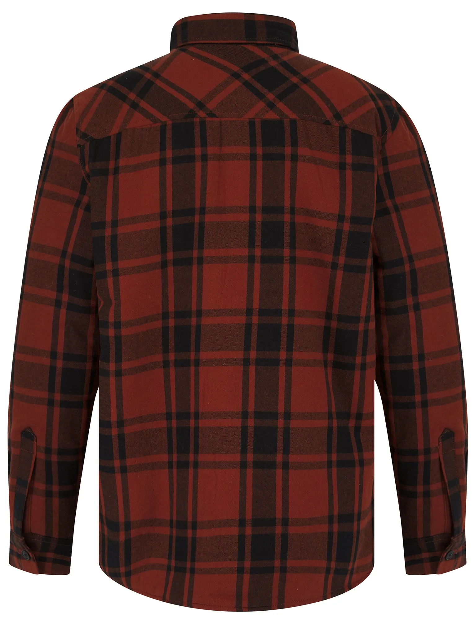 Polpara Sherpa Fleece Lined Cotton Flannel Checked Overshirt Jacket in Fire Brick Red  - Tokyo Laundry