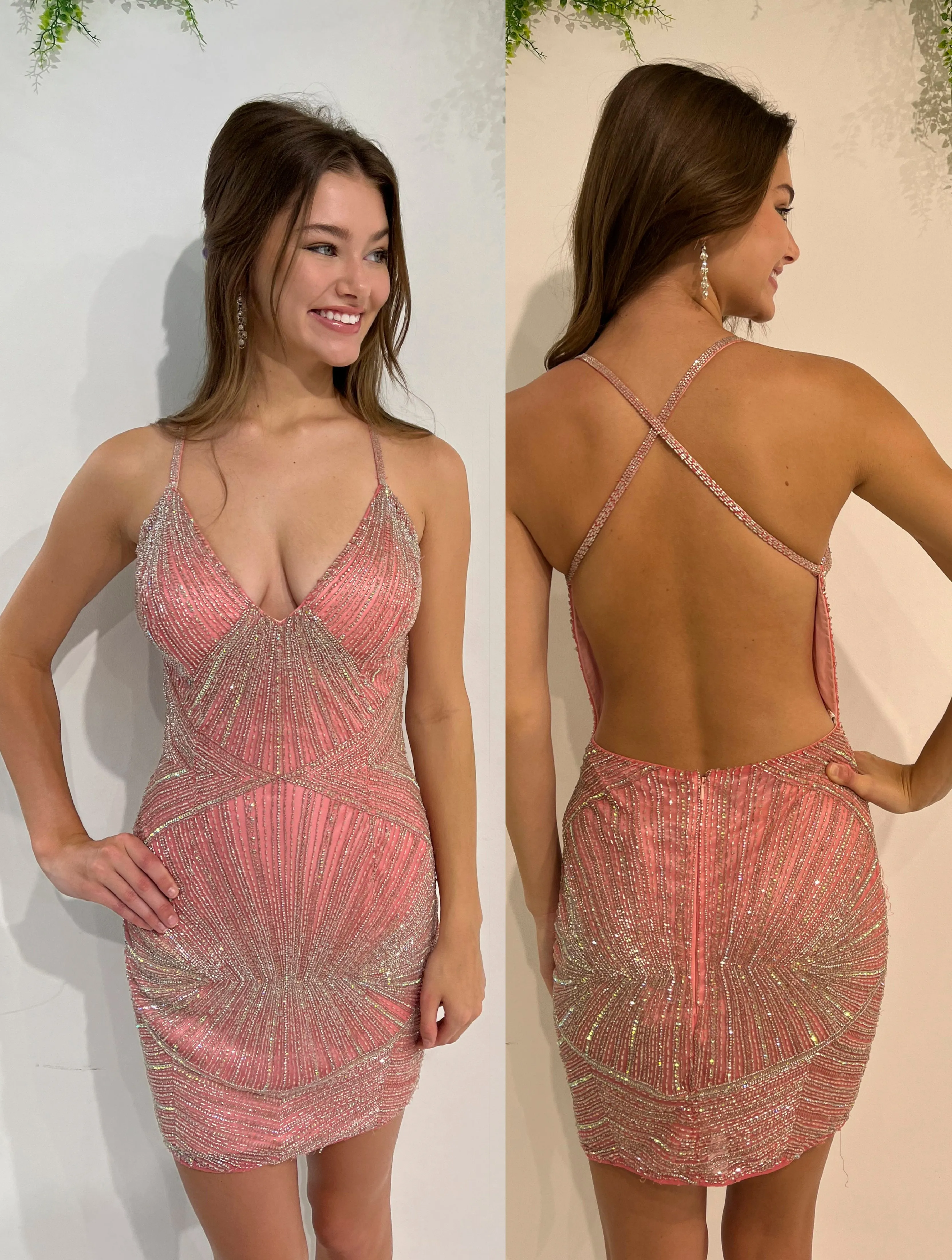 Primavera Couture 3809 Size 2, 12 Rose Cocktail Dress Fitted Sequin Homecoming Dress