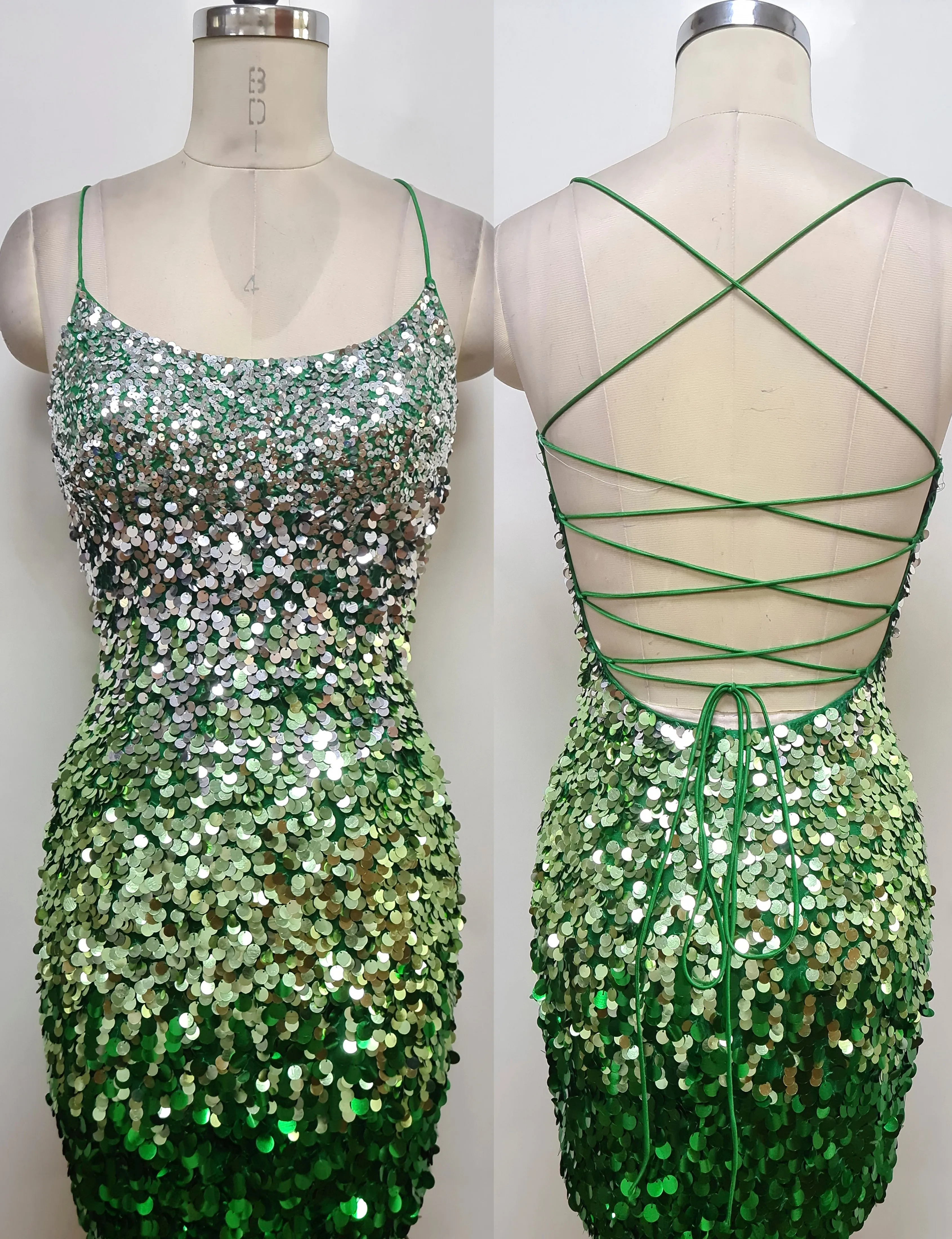 Primavera Couture 4039 Ombre Cocktail Dress Spaghetti Strap Open Tie Back Homecoming Dress