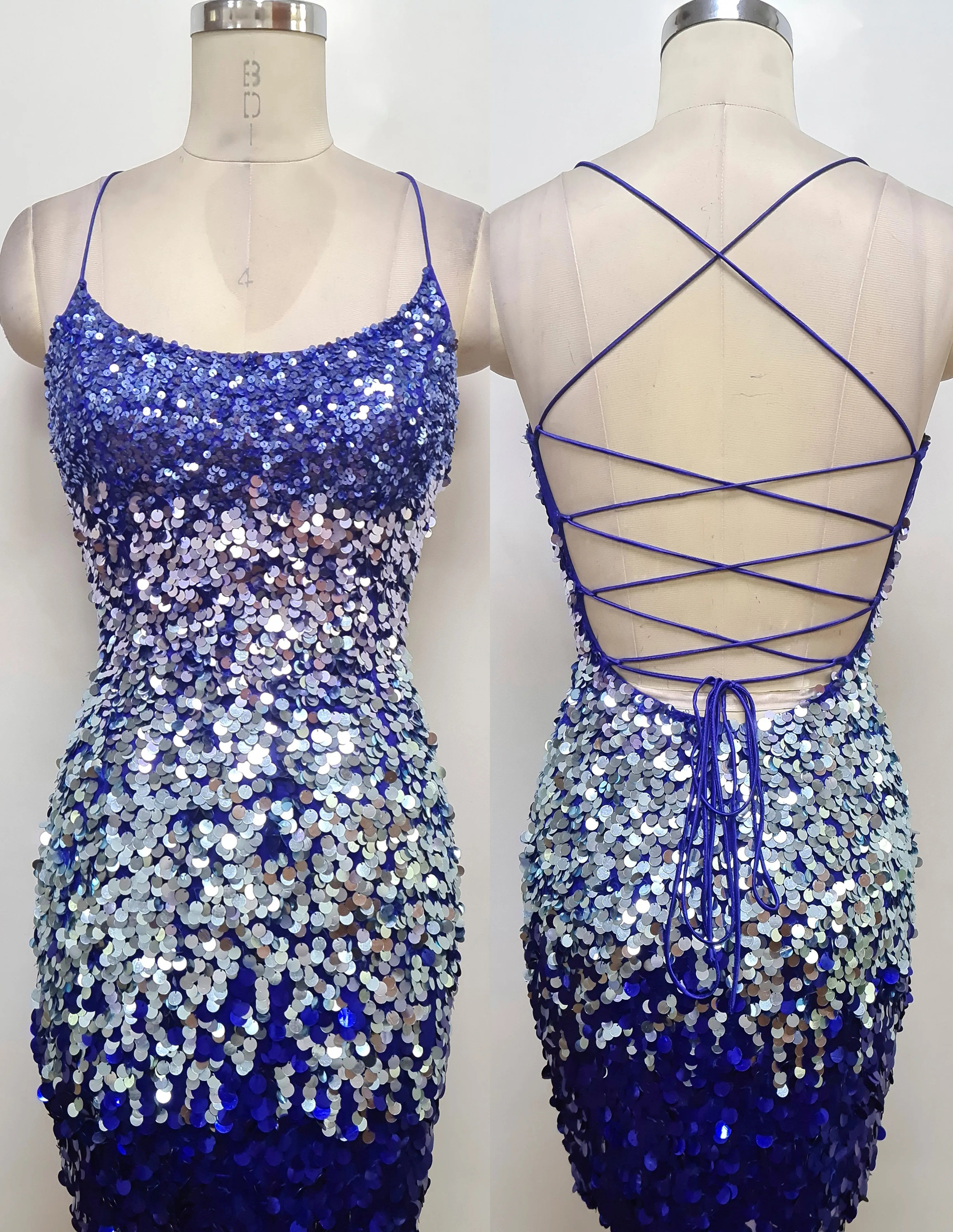 Primavera Couture 4039 Ombre Cocktail Dress Spaghetti Strap Open Tie Back Homecoming Dress