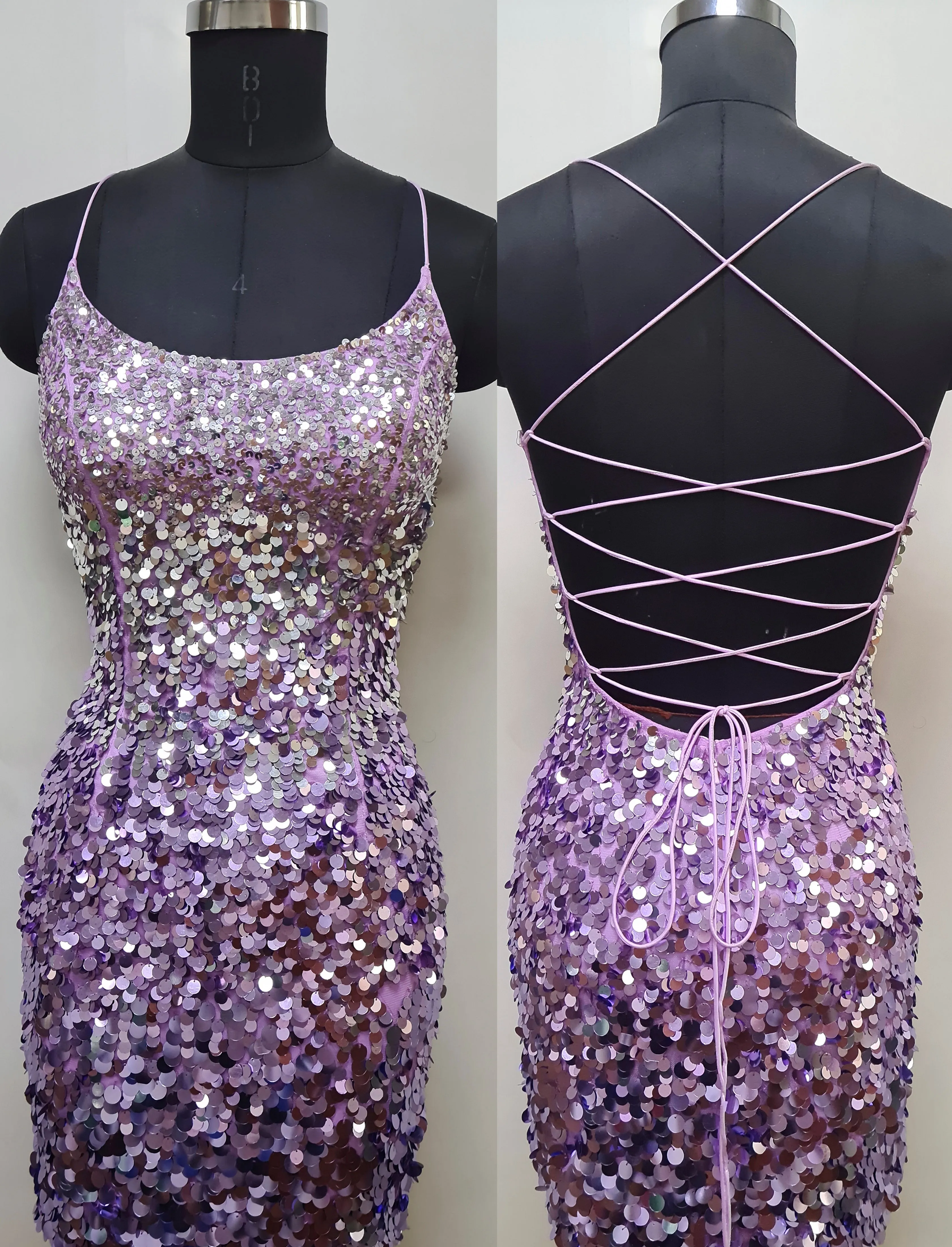 Primavera Couture 4039 Ombre Cocktail Dress Spaghetti Strap Open Tie Back Homecoming Dress