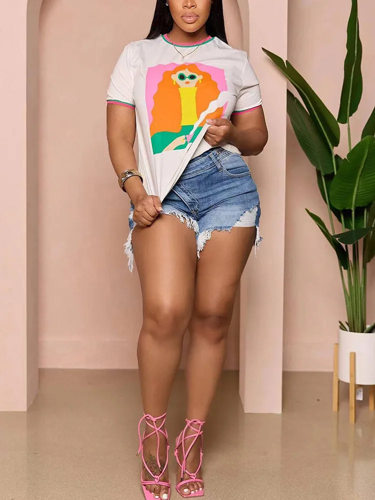 Ripped Denim Shorts