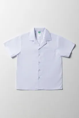 Unisex school short sleeve open neck shirt white