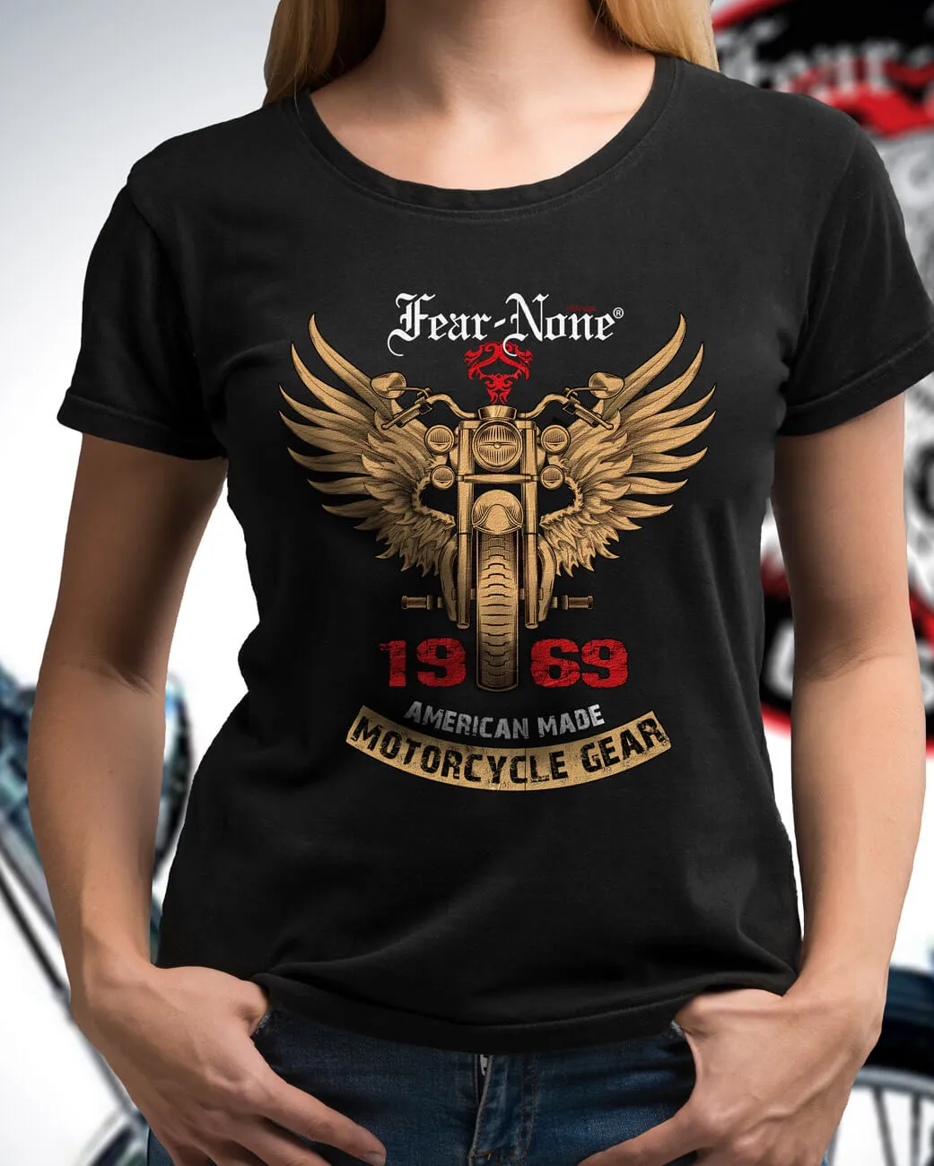 Women's FEAR-NONE "Gold Wings" Short Sleeve T Shirt