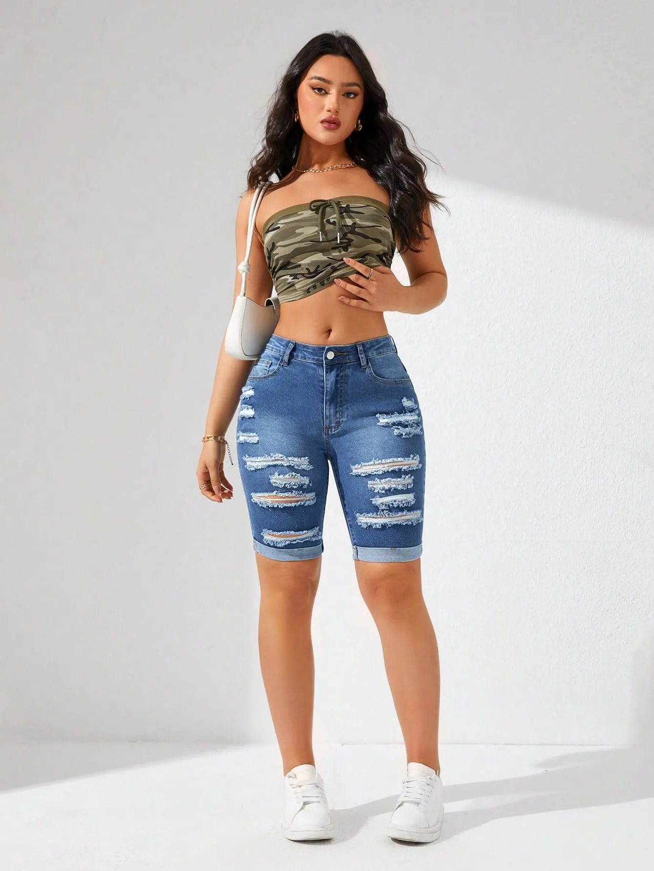 Women's Ripped Denim Shorts