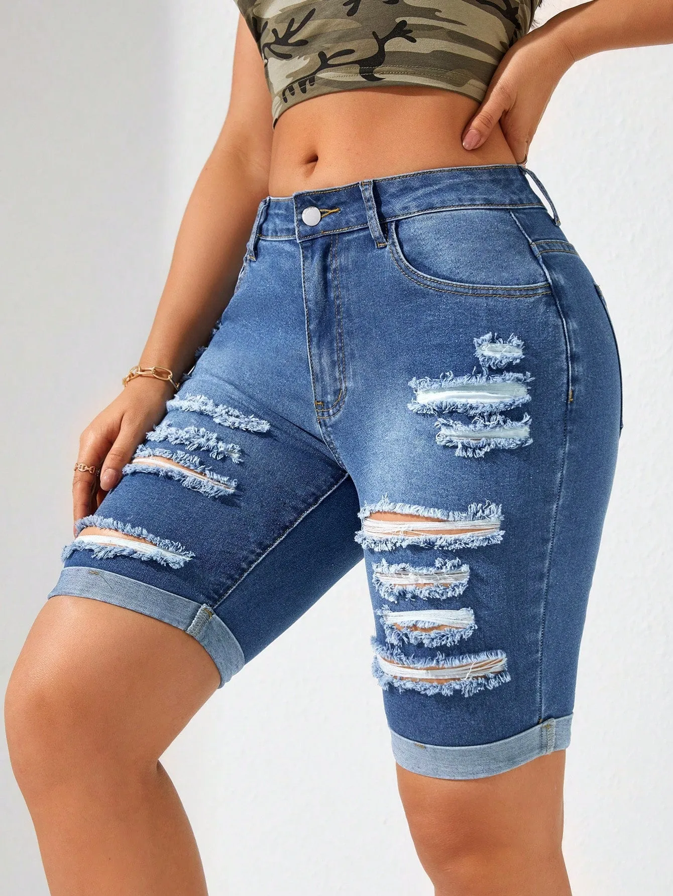 Women's Ripped Denim Shorts