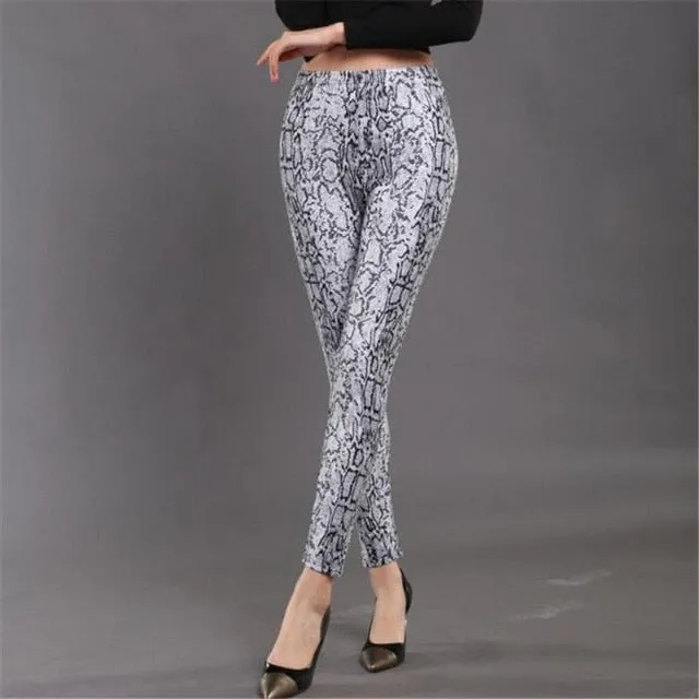 YSDNCHI High Waist Legging Breathable Slim Snake Printing Leggings Push Up Elastic Leggin Slim Ladies Trousers Stretch Legging