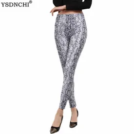 YSDNCHI High Waist Legging Breathable Slim Snake Printing Leggings Push Up Elastic Leggin Slim Ladies Trousers Stretch Legging