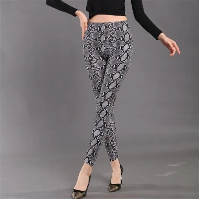 YSDNCHI High Waist Legging Breathable Slim Snake Printing Leggings Push Up Elastic Leggin Slim Ladies Trousers Stretch Legging