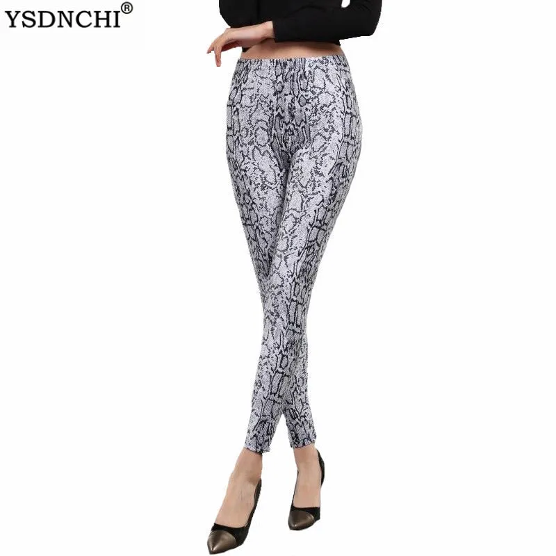YSDNCHI High Waist Legging Breathable Slim Snake Printing Leggings Push Up Elastic Leggin Slim Ladies Trousers Stretch Legging